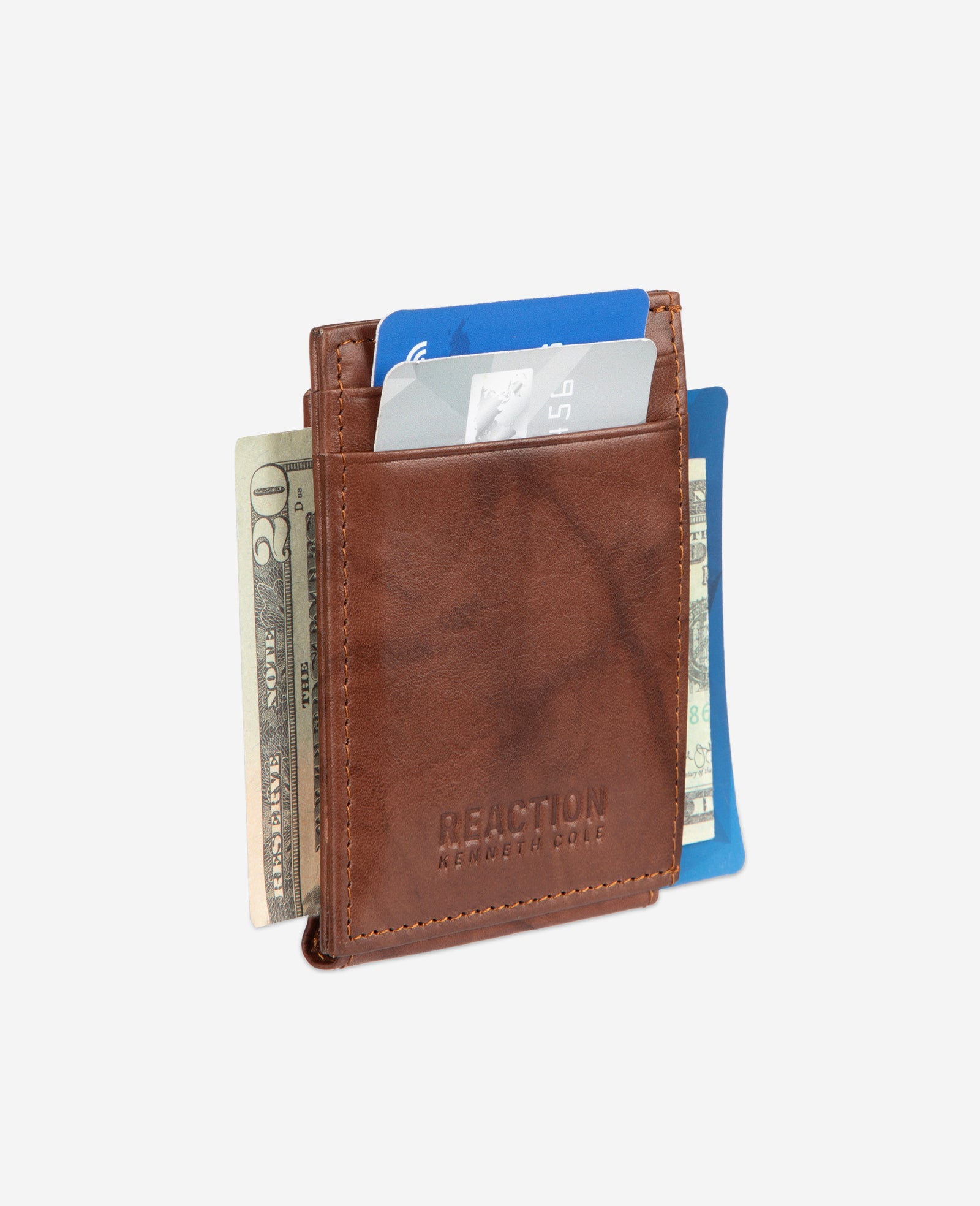 Kenneth Cole Reaction Crunch Leather Wallet portafoglio uomo color cuoio RFID