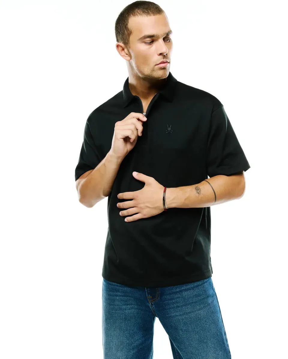 Psycho Bunny Nolen Oversized Jersey Polo polo nera XXS
