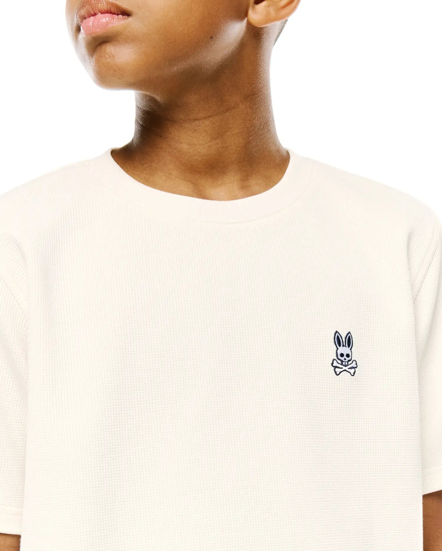 Psycho Bunny Kids Tees Kids Maxton Waffle Tee KT0200267 maglietta bianca elasticizzata