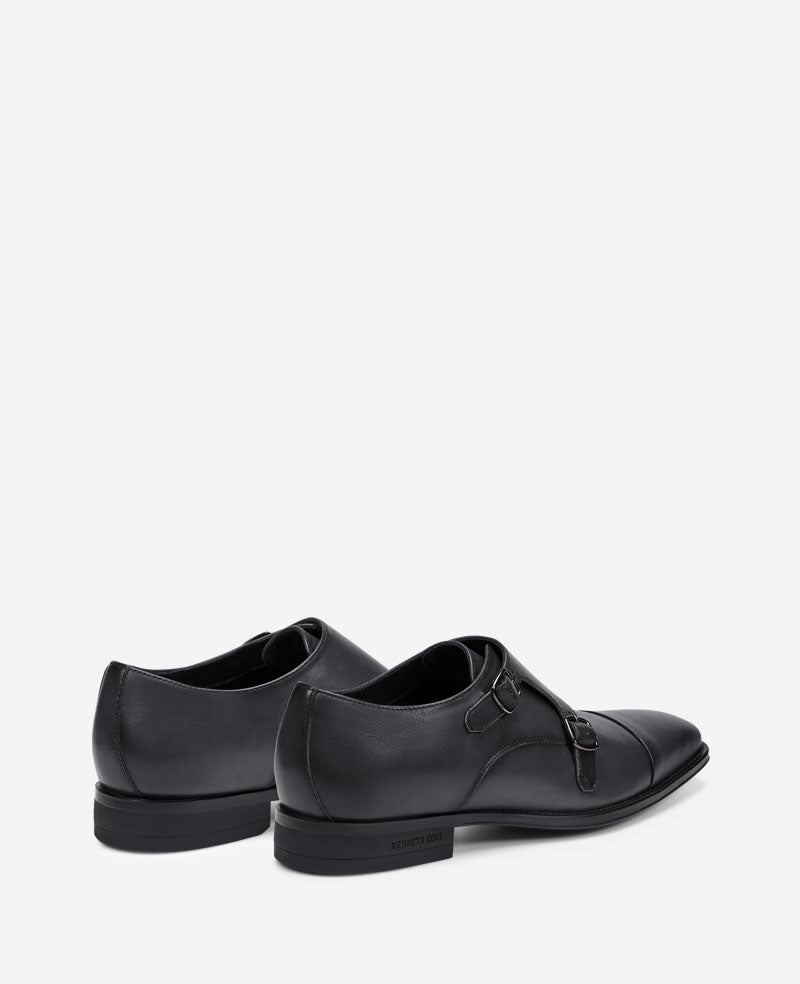 Kenneth Cole Reaction Shoes Charles Double Monk Strap Cap Toe Oxford in pelle antracite