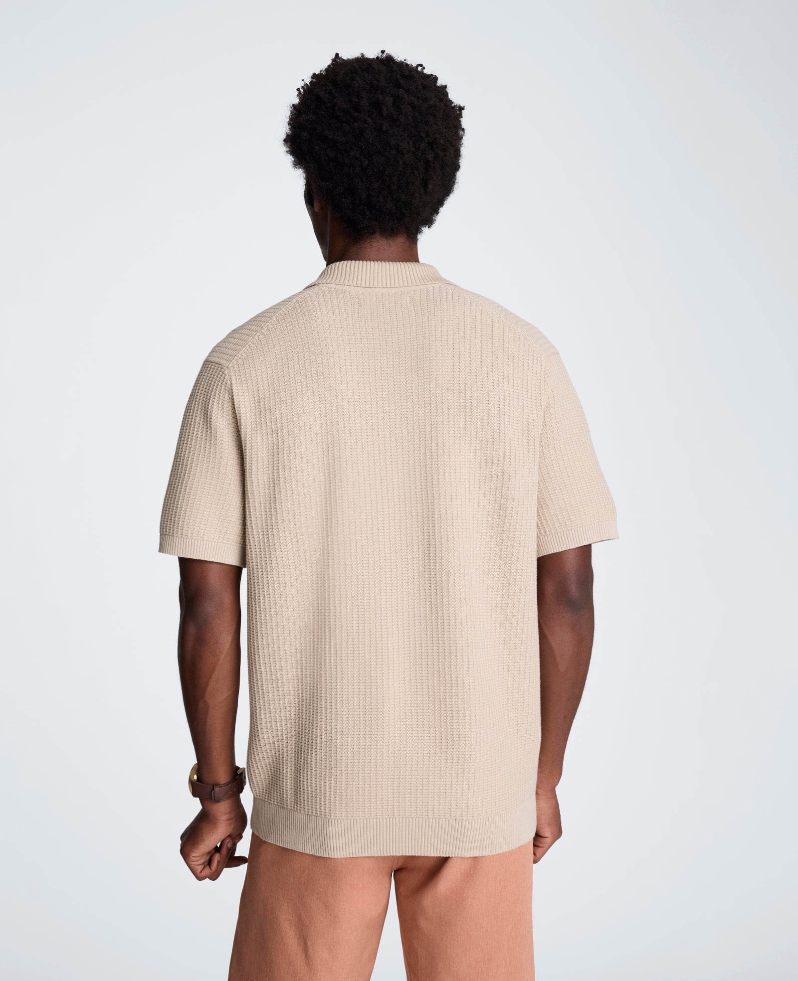 Kenneth Cole Reaction Clothing Sweater Polo maglia uomo Tan Mix cotone