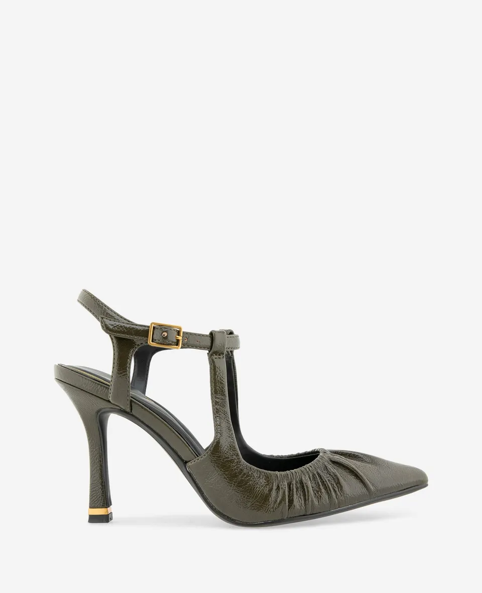 Kenneth Cole Reaction Romi Ruch Patent Heel slingback verde oliva con tacco 8,9 cm
