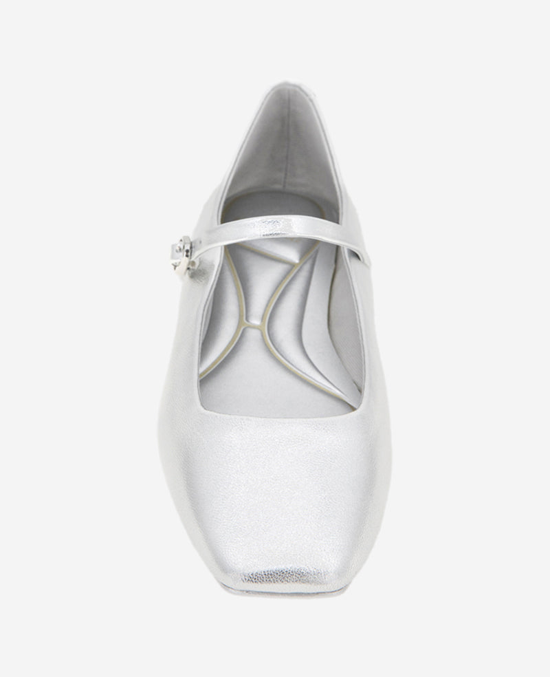 Kenneth Cole Reaction Shoes Jasper Metallic Leather Ballet Flat ballerine argento pelle