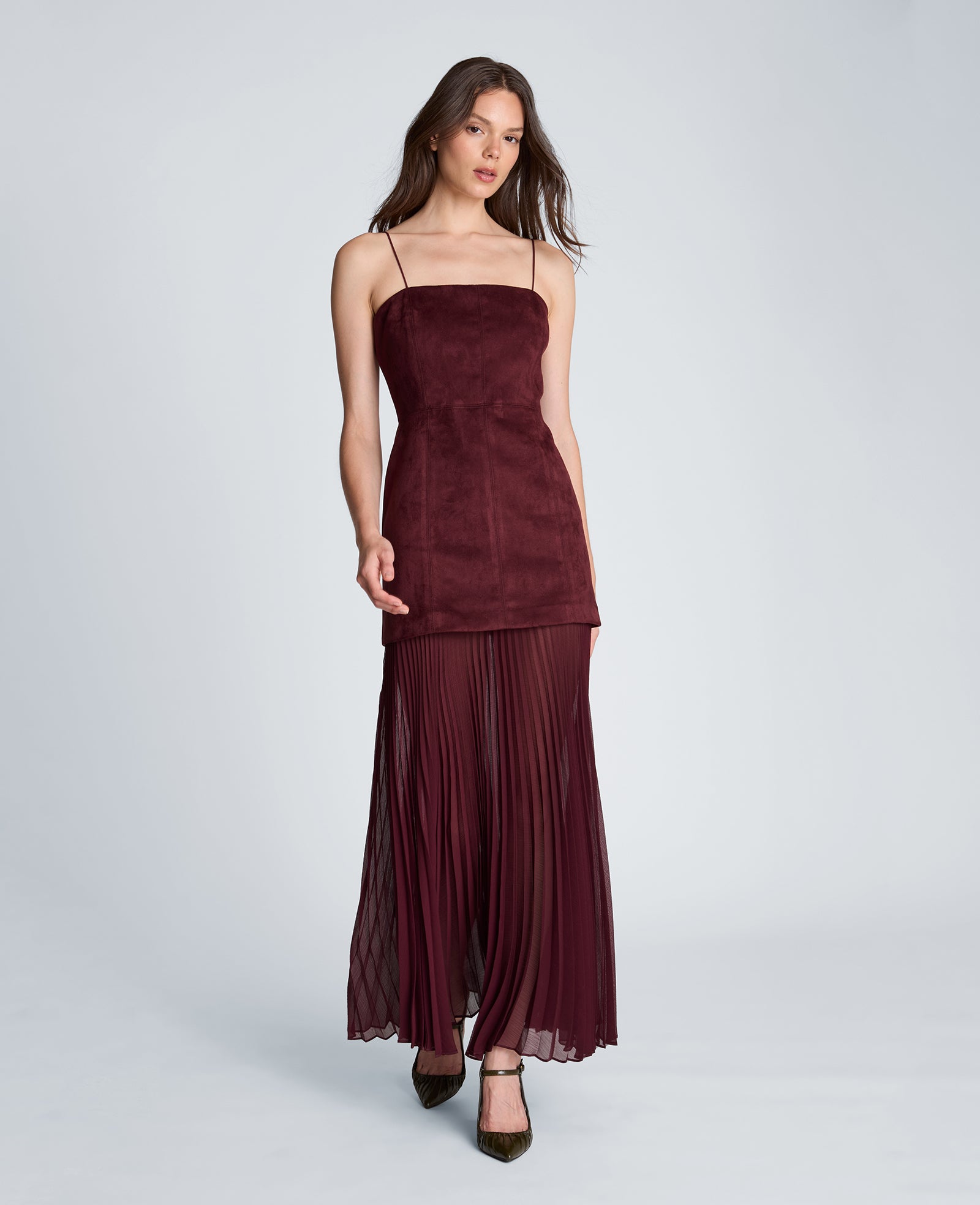 Kenneth Cole Reaction Clothing Combo Pleated Midi Dress abito midi rosso
