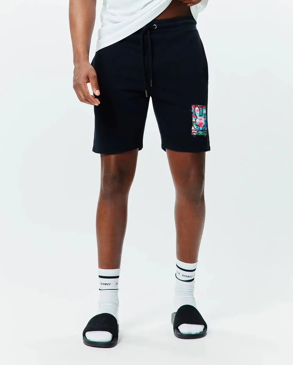 Psycho Bunny Men's Shorts ISAAC SHORT 8" MB0900049 pantaloncini neri