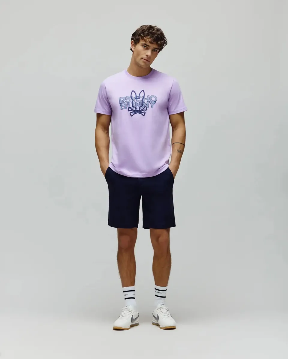 Psycho Bunny Shiro Twill Short 8 1/2" MB0700033 bermuda Baritone Blue 423 elasticizzata