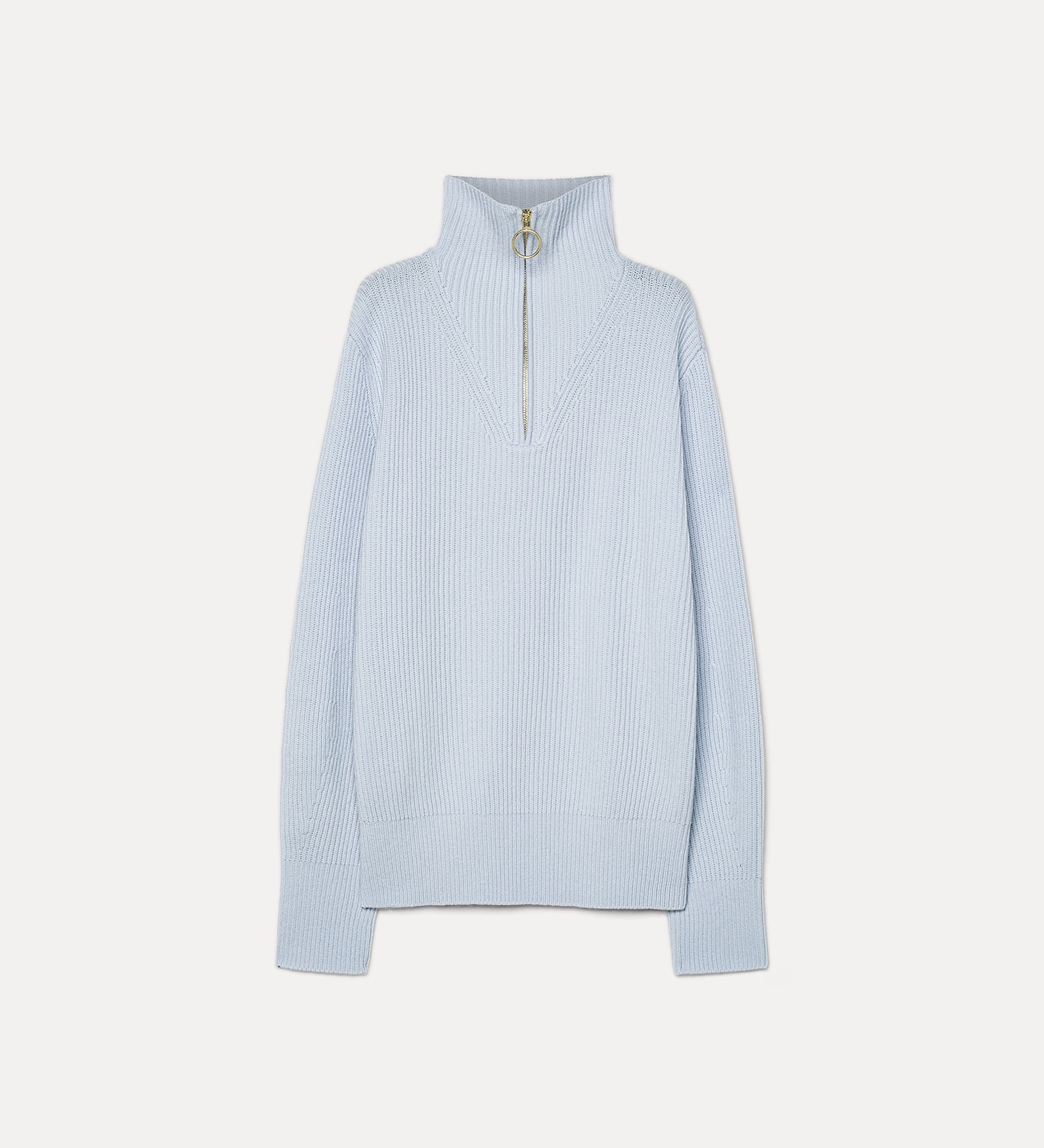 Forte maglieria wool and cashmere half-zip jumper maglione azzurro