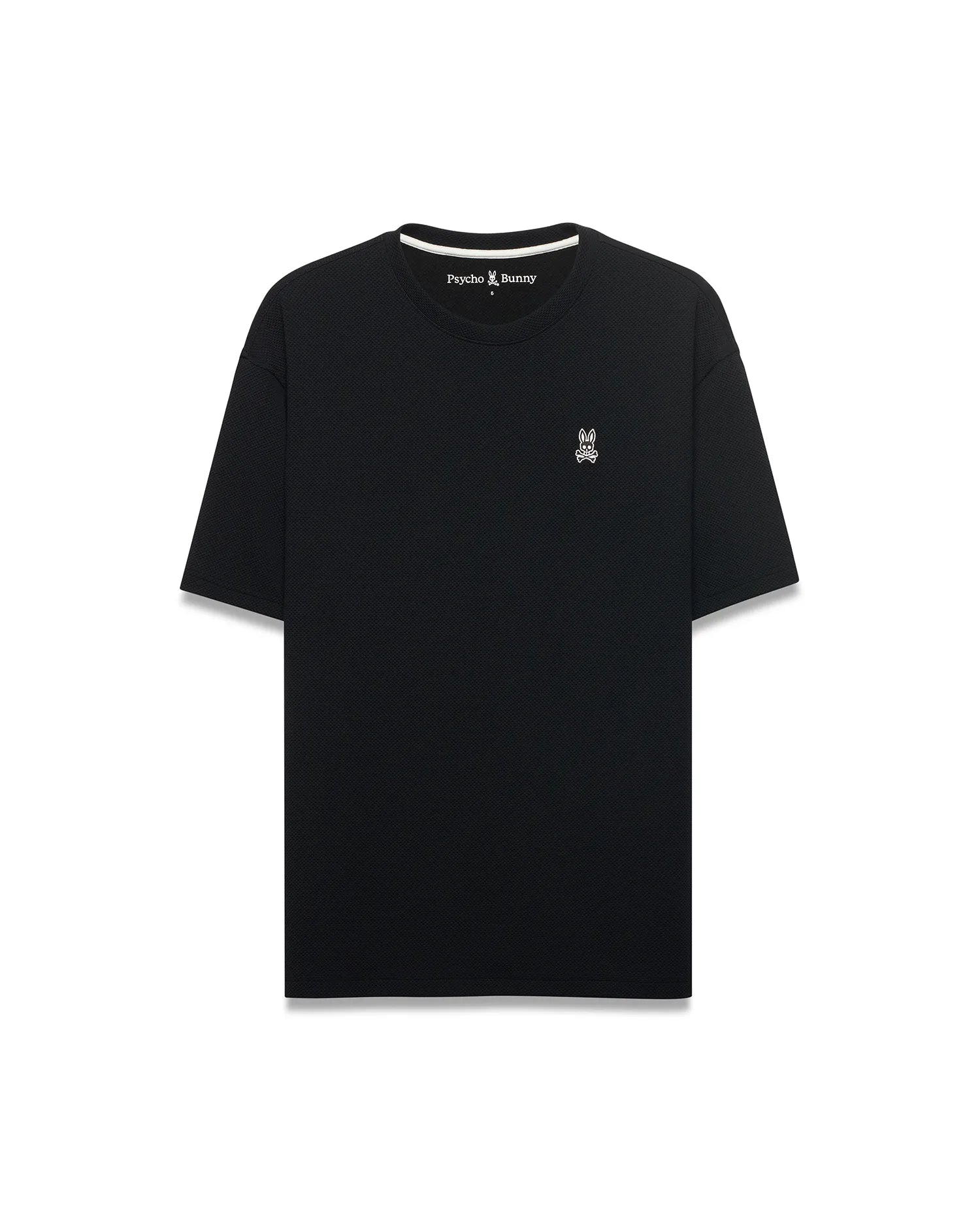 Psycho Bunny Men's Tees Nasir Textured Oversized-Fit Tee MT0200576 t-shirt nera elasticizzata