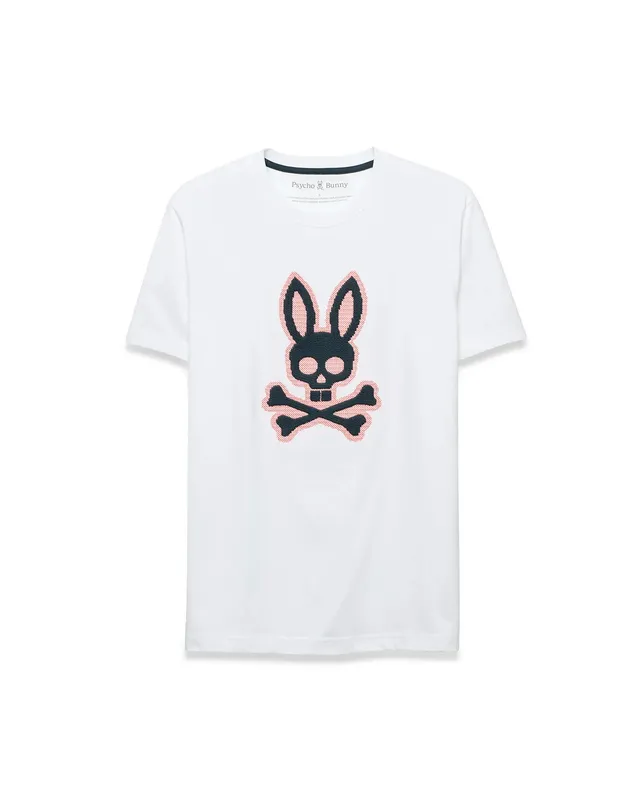 Psycho Bunny Men's Tees Samson T-shirt uomo bianca ricamata