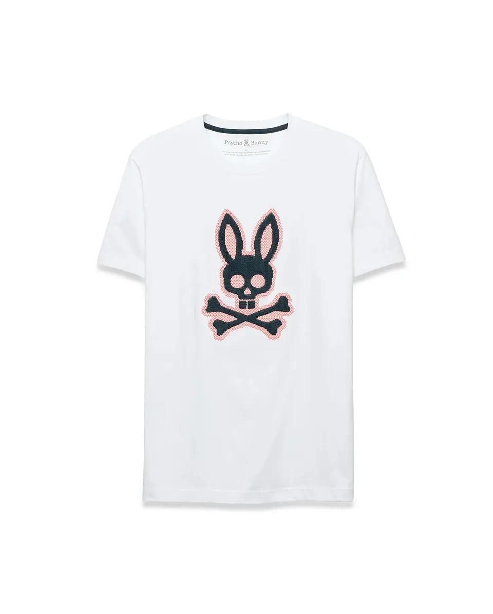 Psycho Bunny Men's Tees Samson T-shirt uomo bianca ricamata
