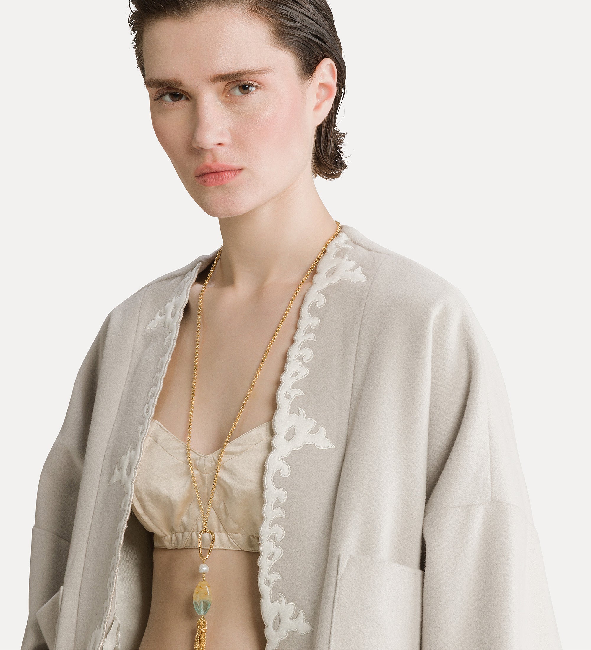 Forte capispalla e kimono embroidered kimono jacket giacca calcedonio