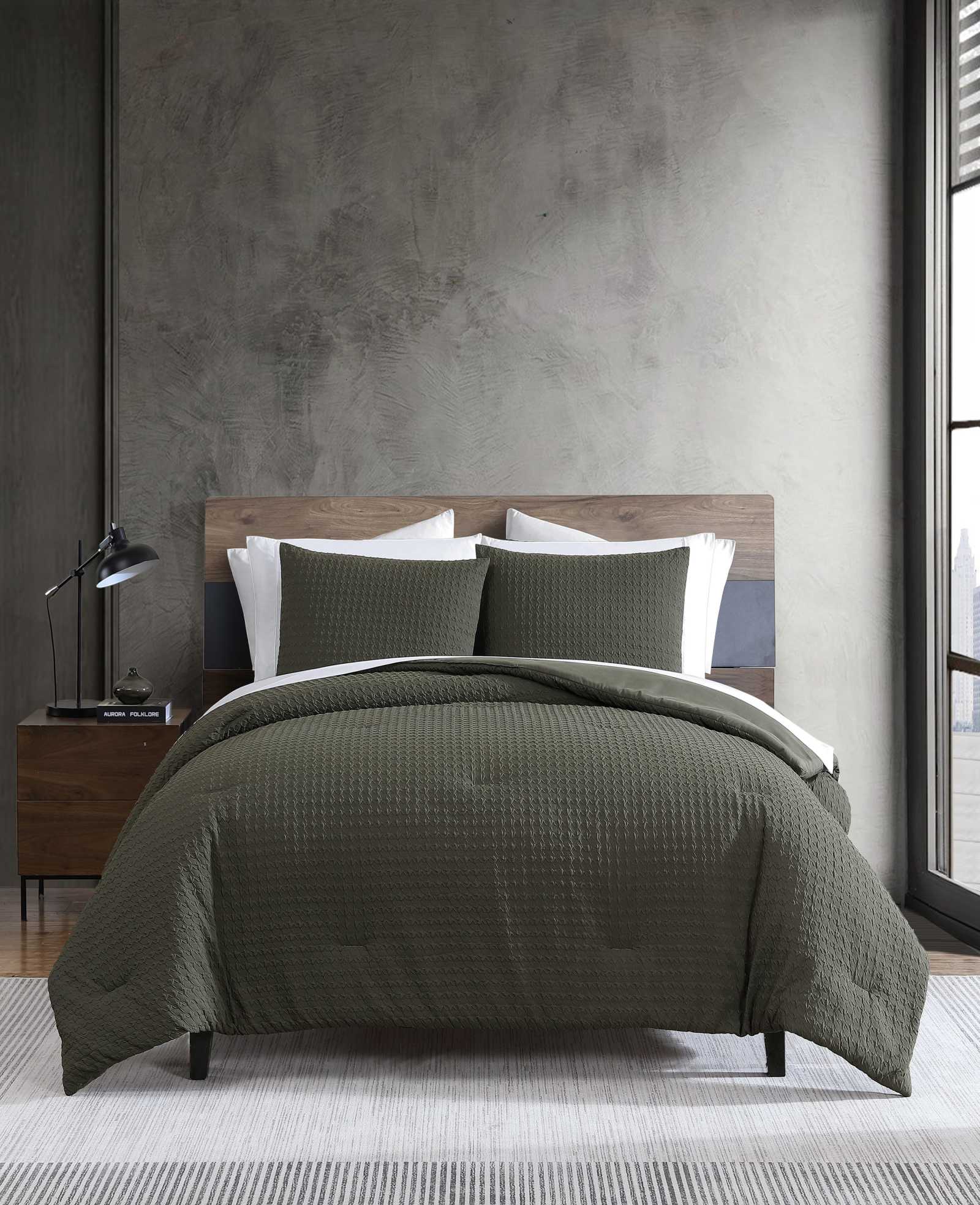 Kenneth Cole Reaction Home & Bedding Houndstooth Comforter Set set trapunta verde