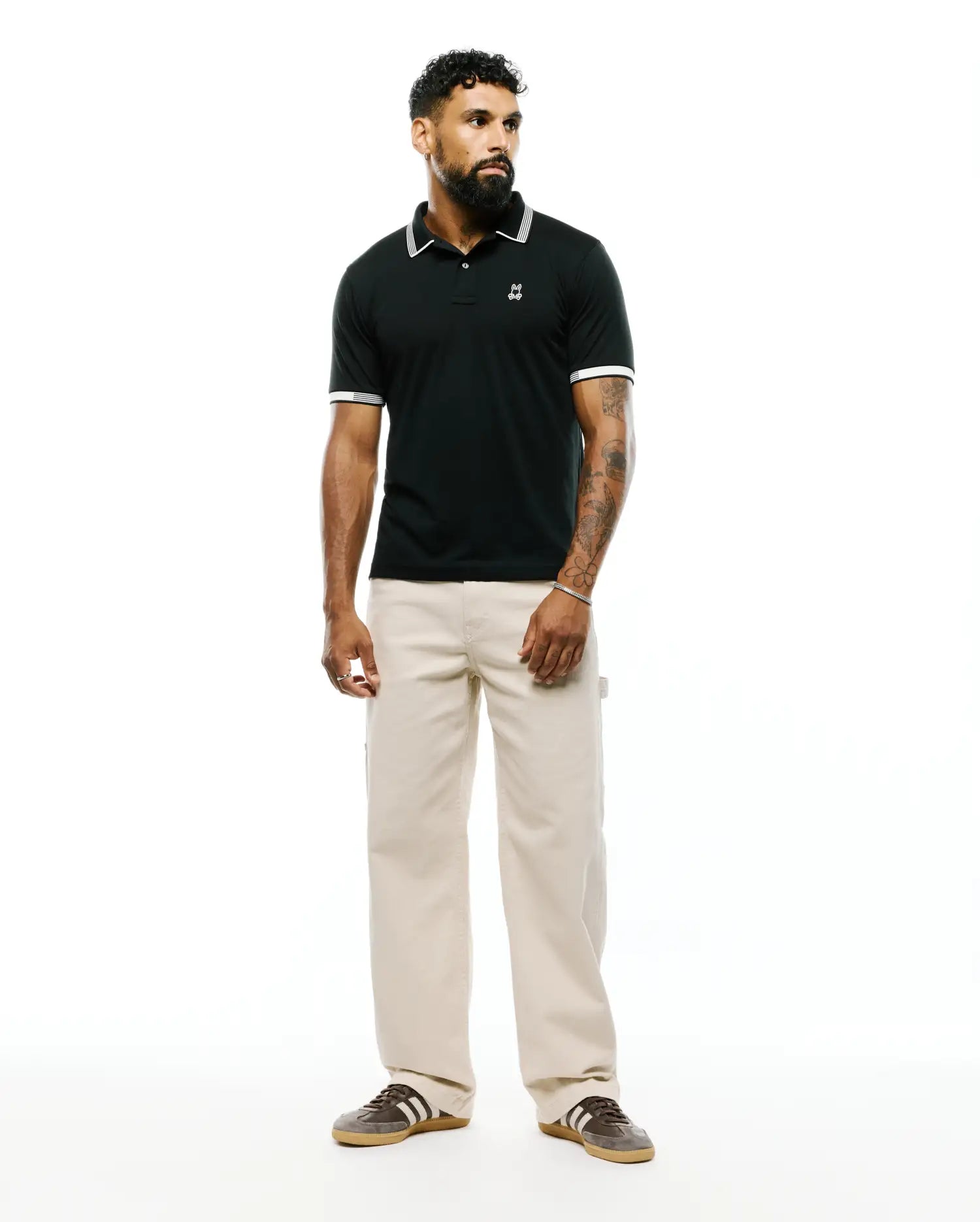 Psycho Bunny Men's Polos Timmy polo performance nera in interlock