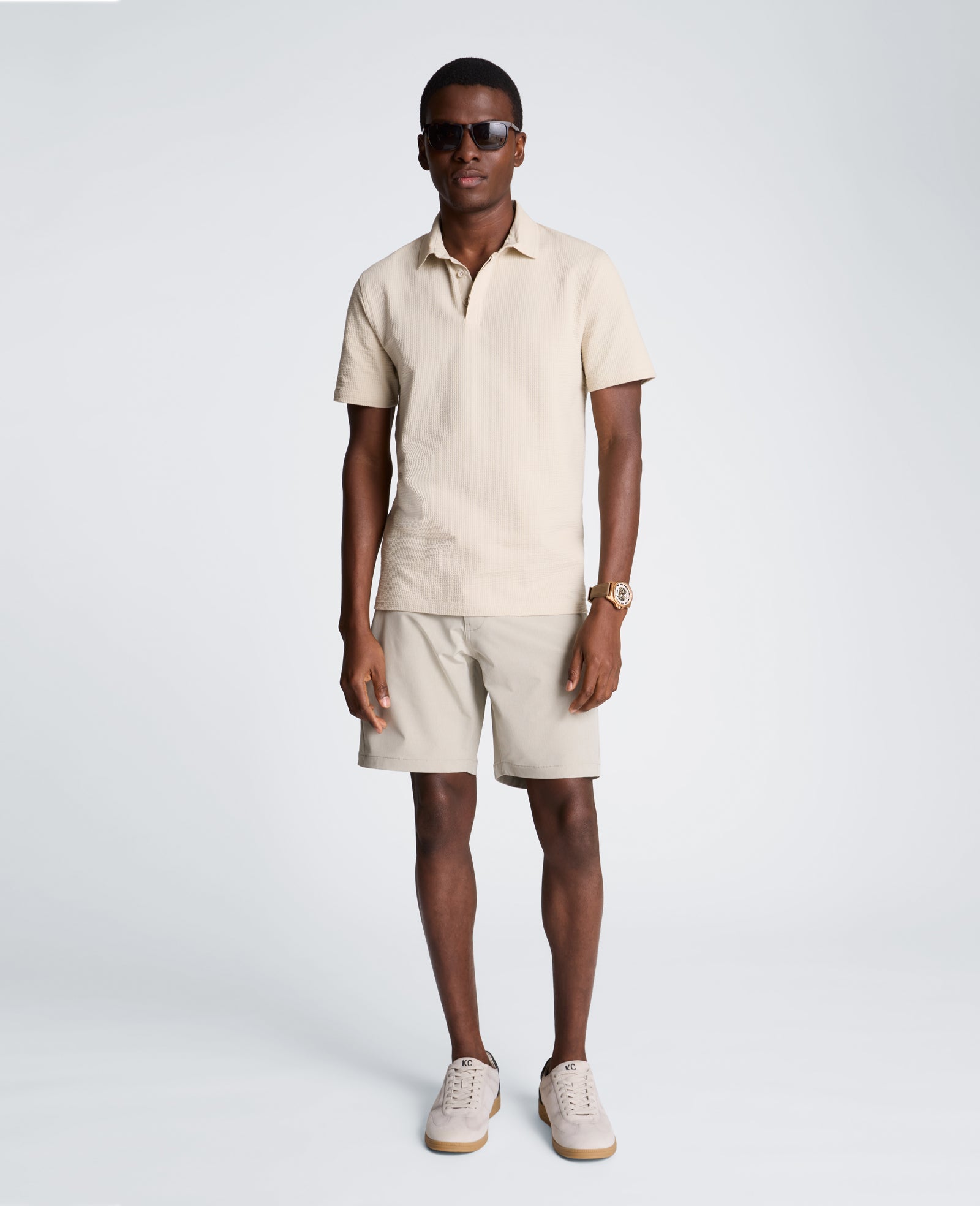 Kenneth Cole Reaction Clothing Mixed Media Polo polo uomo bianca