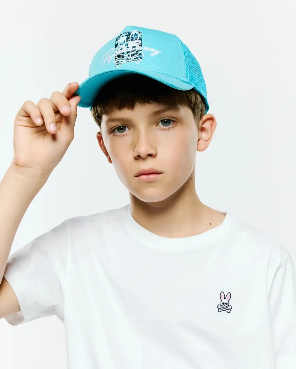 Psycho Bunny Kids Accessories KIDS ISAAC TRUCKER CAP KO1500051 cappellino blu regolabile