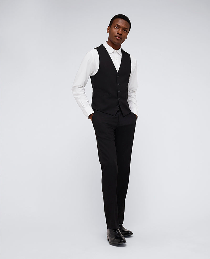 Kenneth Cole Reaction Ready Flex Slim-Fit Suit Separate Vest gilet nero stretch