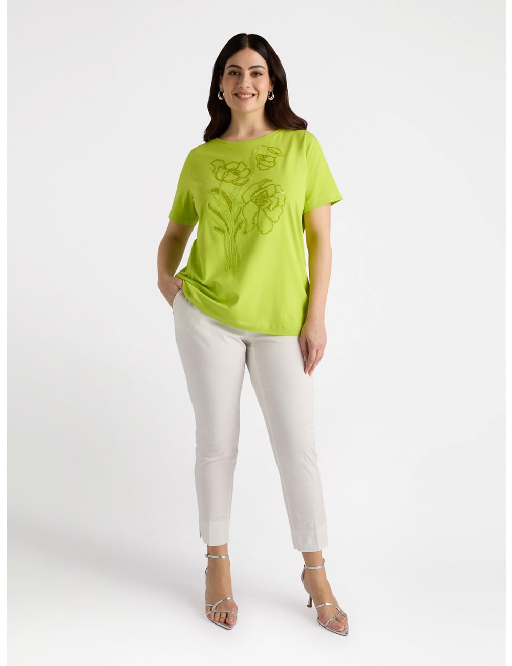 Fiorella Rubino Top e t-shirt T-shirt con ricamo floreale curvy