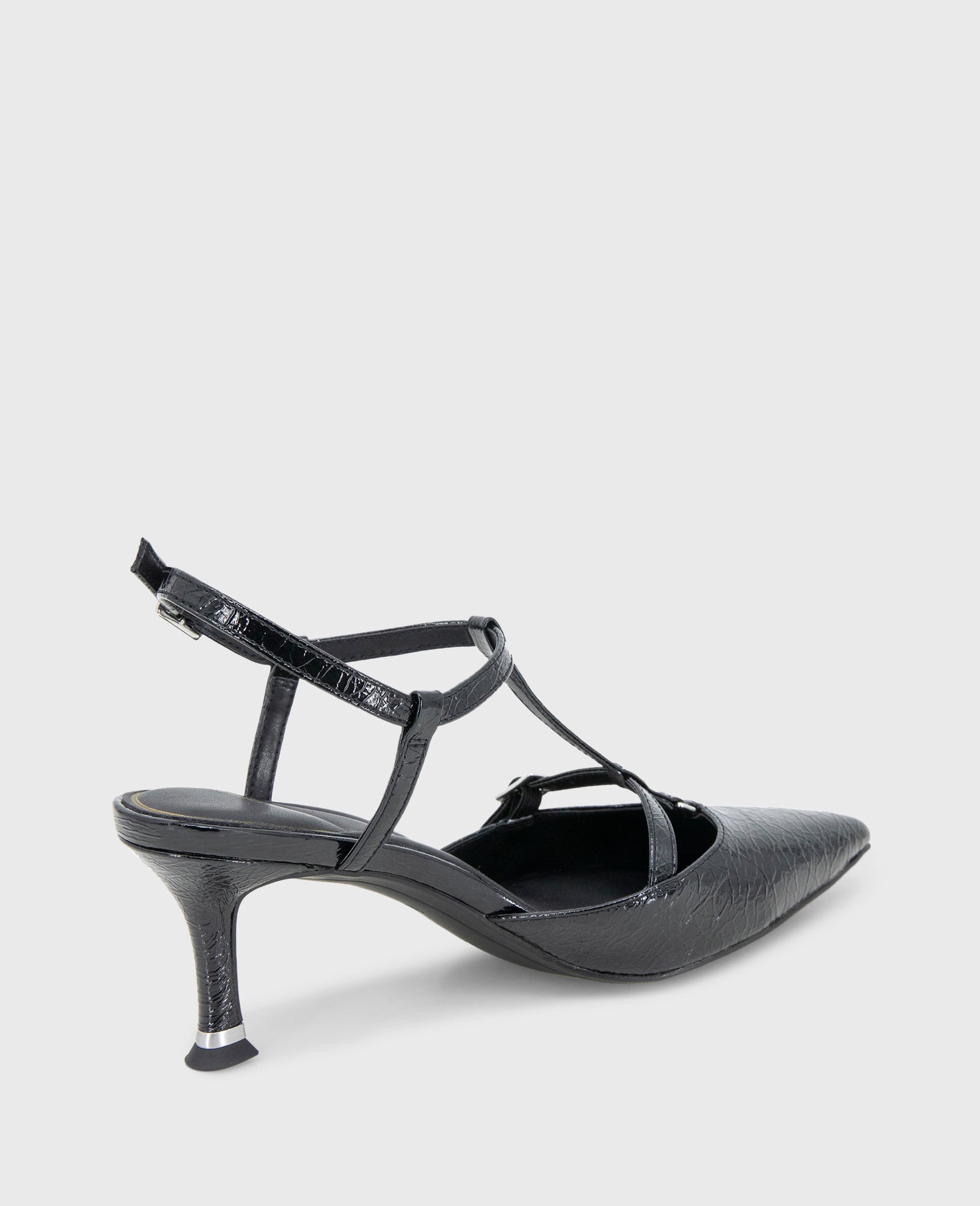 Kenneth Cole Reaction Shoes Urka Crinkle Patent Slingback Heel slingback nero lucido con tacco 2,5 pollici